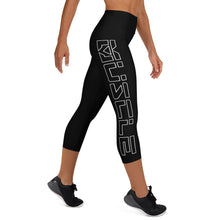 Load image into Gallery viewer, Black on Black Yoga Capri Leggings