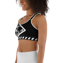 Load image into Gallery viewer, Covid-19 Hazard Black Sports bra