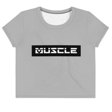Load image into Gallery viewer, Gray Muscle Tag Crop Tee