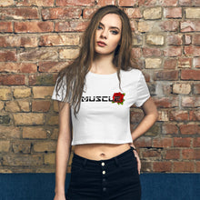 Load image into Gallery viewer, Women’s Muscle Up Rose Crop Tee
