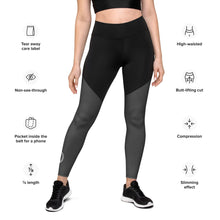 Load image into Gallery viewer, Matte Black Sports Leggings Greek Logo