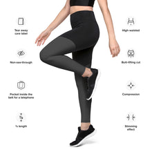 Load image into Gallery viewer, Matte Black Sports Leggings Greek Logo