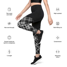Load image into Gallery viewer, Grey Pattern Sports Leggings