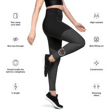 Load image into Gallery viewer, Matte Black Sports Leggings Greek Logo