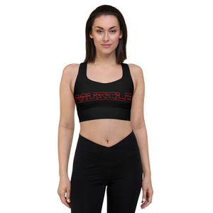 Red Muscle Tag Longline sports bra