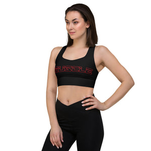 Red Muscle Tag Longline sports bra