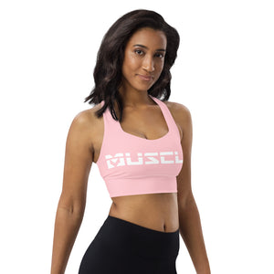 Pink Muscle Tag Longline sports bra
