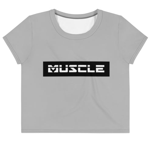 Gray Muscle Tag Crop Tee