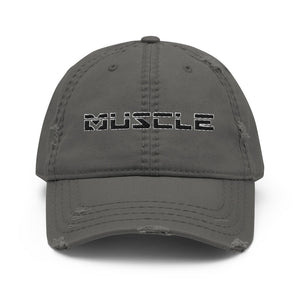 Distressed MUSCLE Tag Dad Hat