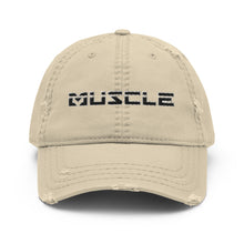 Load image into Gallery viewer, Distressed MUSCLE Tag Dad Hat