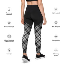 Load image into Gallery viewer, Grey Pattern Sports Leggings